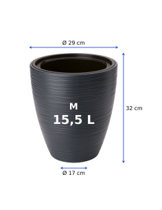 Vaso rotondo rilievo a onde M Ø29 × 32 cm, 15,5 L – Antracite 2