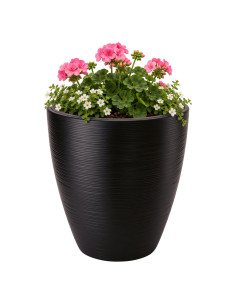 Maceta redonda relieve ondulado M Ø29 × 32 cm, 15,5 L – Negro