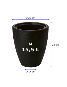 Pot de fleurs rond à relief ondulé M Ø29 × 32 cm, 15,5 L – Noir 2