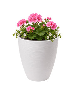 Pot de fleurs rond à relief ondulé M Ø29 × 32 cm, 15,5 L – Blanc