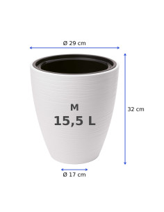 Bloempot rond golfreliëf M Ø29 × 32 cm, 15,5 L – Wit 2