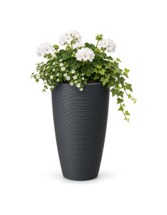 Pot haut rond à relief ondulé XL Ø29 × 48 cm, 24 L – Anthracite