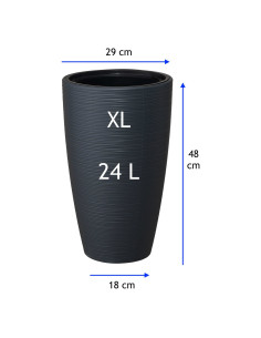 Macetero redondo relieve ondulado XL alto Ø29 × 48 cm, 24 L – Antracita 2