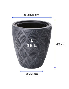 Vaso rotondo con onde 3D L Ø39 × 42 cm, 36 L – Antracite 2