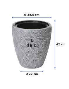 Maceta redonda con ondas 3D L Ø39 × 42 cm, 36 L – Gris 2