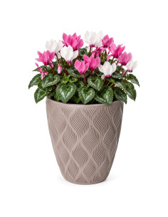 Bloempot rond 3D-golven L Ø39 × 42 cm, 36 L – Taupe