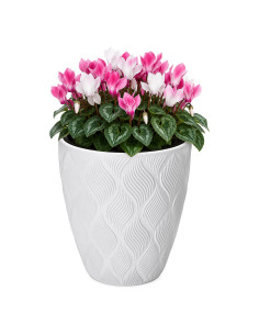 Pot de fleurs rond ondulé 3D L Ø39 × 42 cm, 36 L – Blanc
