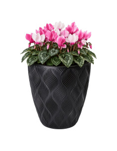 Blumentopf rund 3D-Wellen L Ø39 × 42 cm, 36 L – Schwarz