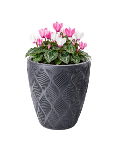 Pot de fleurs rond ondulé 3D M Ø29 × 32 cm, 15,5 L – Anthracite