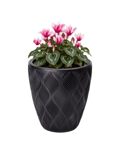 Maceta redonda con ondas 3D M Ø29 × 32 cm, 15,5 L – Negro
