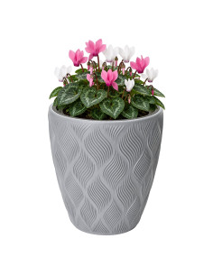 Pot de fleurs rond ondulé 3D M Ø29 × 32 cm, 15,5 L – Gris