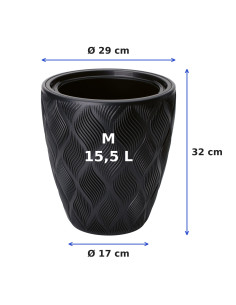 Blumentopf rund 3D-Wellen M Ø29 × 32 cm, 15,5 L – Schwarz 2