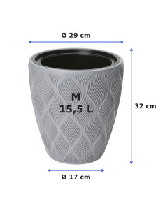 Maceta redonda con ondas 3D M Ø29 × 32 cm, 15,5 L – Gris 2