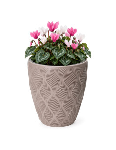 Bloempot rond 3D-golven M Ø29 × 32 cm, 15,5 L – Taupe
