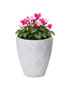 Vaso rotondo con onde 3D M Ø29 × 32 cm, 15,5 L – Bianco