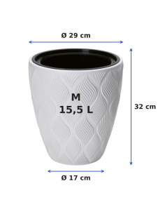 Bloempot rond 3D-golven M Ø29 × 32 cm, 15,5 L – Wit 2