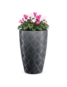 Plantenbak rond 3D-golven XL hoog Ø29 × 48 cm, 24 L – Antraciet