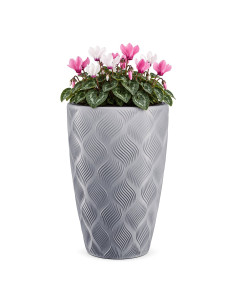Blumenkübel rund 3D-Wellen XL hoch Ø29 × 48 cm, 24 L – Grau