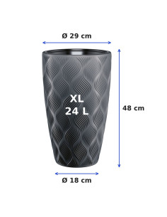 Macetero redondo con ondas 3D XL alto Ø29 × 48 cm, 24 L – Antracita 2