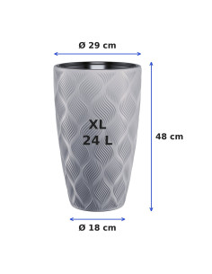 Pot haut rond ondulé 3D XL Ø29 × 48 cm, 24 L – Gris 2