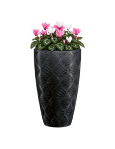 Fioriera rotonda con onde 3D XL alta Ø29 × 48 cm, 24 L – Nero
