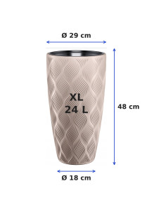 Macetero redondo con ondas 3D XL alto Ø29 × 48 cm, 24 L – Topo 2