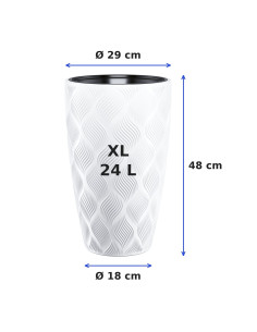 Plantenbak rond 3D-golven XL hoog Ø29 × 48 cm, 24 L – Wit 2