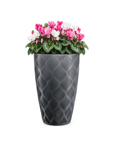 Blumenkübel rund 3D-Wellen XXL hoch Ø39 × 58 cm, 51 L – Anthrazit