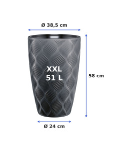 Macetero redondo con ondas 3D XXL alto Ø39 × 58 cm, 51 L – Antracita 2
