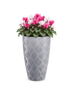 Fioriera rotonda con onde 3D XXL alta Ø39 × 58 cm, 51 L – Grigio