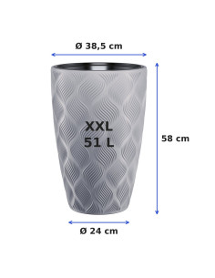 Blumenkübel rund 3D-Wellen XXL hoch Ø39 × 58 cm, 51 L – Grau 2