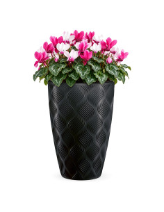 Pot haut rond ondulé 3D XXL Ø39 × 58 cm, 51 L – Noir