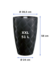 Macetero redondo con ondas 3D XXL alto Ø39 × 58 cm, 51 L – Negro 2