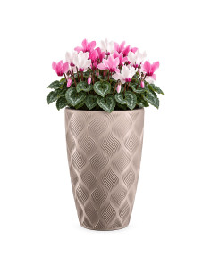 Pot haut rond ondulé 3D XXL Ø39 × 58 cm, 51 L – Taupe