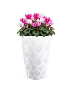 Macetero redondo con ondas 3D XXL alto Ø39 × 58 cm, 51 L – Blanco