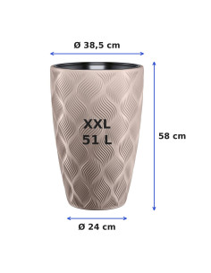 Macetero redondo con ondas 3D XXL alto Ø39 × 58 cm, 51 L – Topo 2