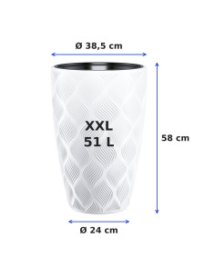 Pot haut rond ondulé 3D XXL Ø39 × 58 cm, 51 L – Blanc 2