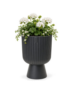 Pot haut rond effet strié XL Ø29 × 43 cm, 18,7 L – Anthracite