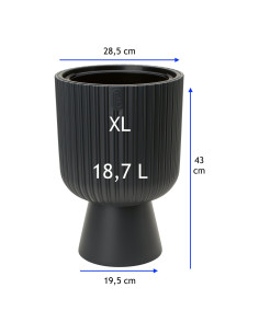 Pot haut rond effet strié XL Ø29 × 43 cm, 18,7 L – Anthracite 2