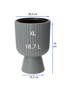Fioriera rotonda effetto rigato XL alta Ø29 × 43 cm, 18,7 L – Grigio 2