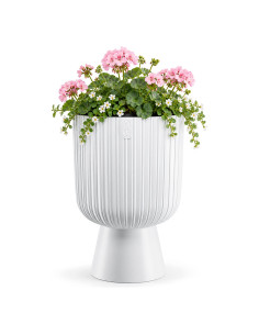 Pot haut rond effet strié XL Ø29 × 43 cm, 18,7 L – Blanc