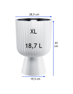 Macetero redondo efecto estriado XL alto Ø29 × 43 cm, 18,7 L – Blanco 2