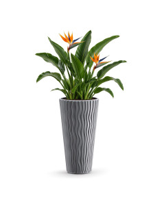 Pot haut rond 3XL Ø37 × 71 cm à relief ondulé, 45 L – Gris