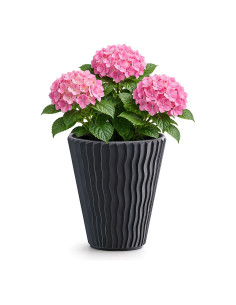 Blumentopf rund L Ø37 × 44 cm Wellenrelief, 37 L – Anthrazit