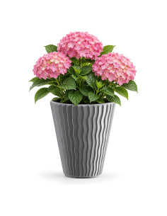 Blumentopf rund L Ø37 × 44 cm Wellenrelief, 37 L – Grau