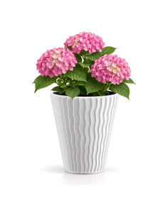 Blumentopf rund L Ø37 × 44 cm Wellenrelief, 37 L – Weiß