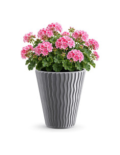 Maceta redonda M Ø34 × 39 cm relieve ondulado, 21 L – Gris