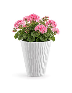 Pot de fleurs rond M Ø34 × 39 cm à relief ondulé, 21 L – Blanc