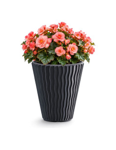 Blumentopf rund S Ø29 × 33 cm Wellenrelief, 13 L – Anthrazit