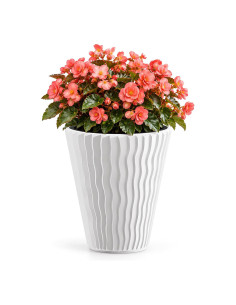 Blumentopf rund S Ø29 × 33 cm Wellenrelief, 13 L – Weiß